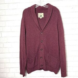 O'Hanlon Mills‎ Mens Burgundy Cardigan XL Shawl Collar Fisherman Classic Preppy